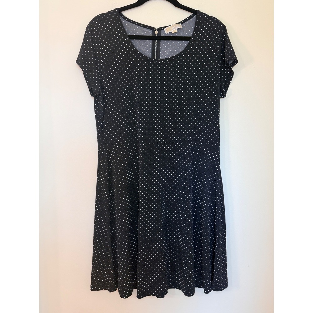 Michael Michael Kors Polka Dot Dress Black White Short Sleeve Fit Flare XL